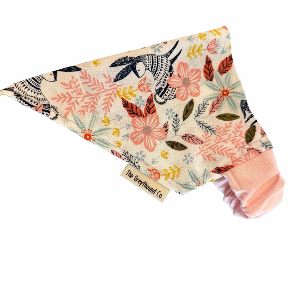 Scrunchie Floral Bunny Print Cotton Bandana - Pink, Coral, Blue
